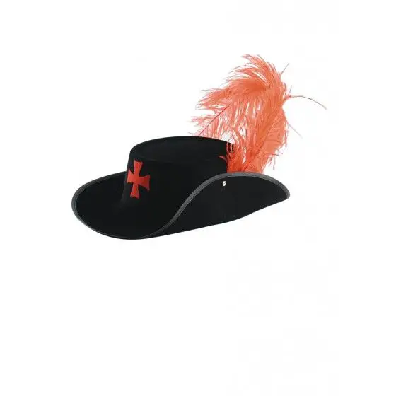 Cappello d'Artagnan in Bifloccato Nero C/Piuma Struzzo - accessori