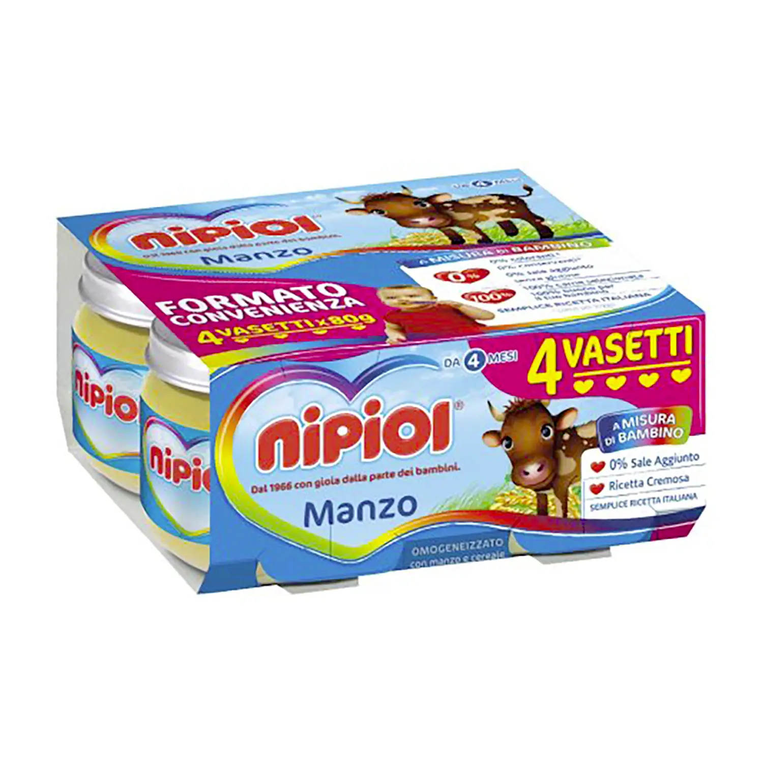 Omogenizzato Nipiol gr. 80x4 Manzo - omogeneizzati