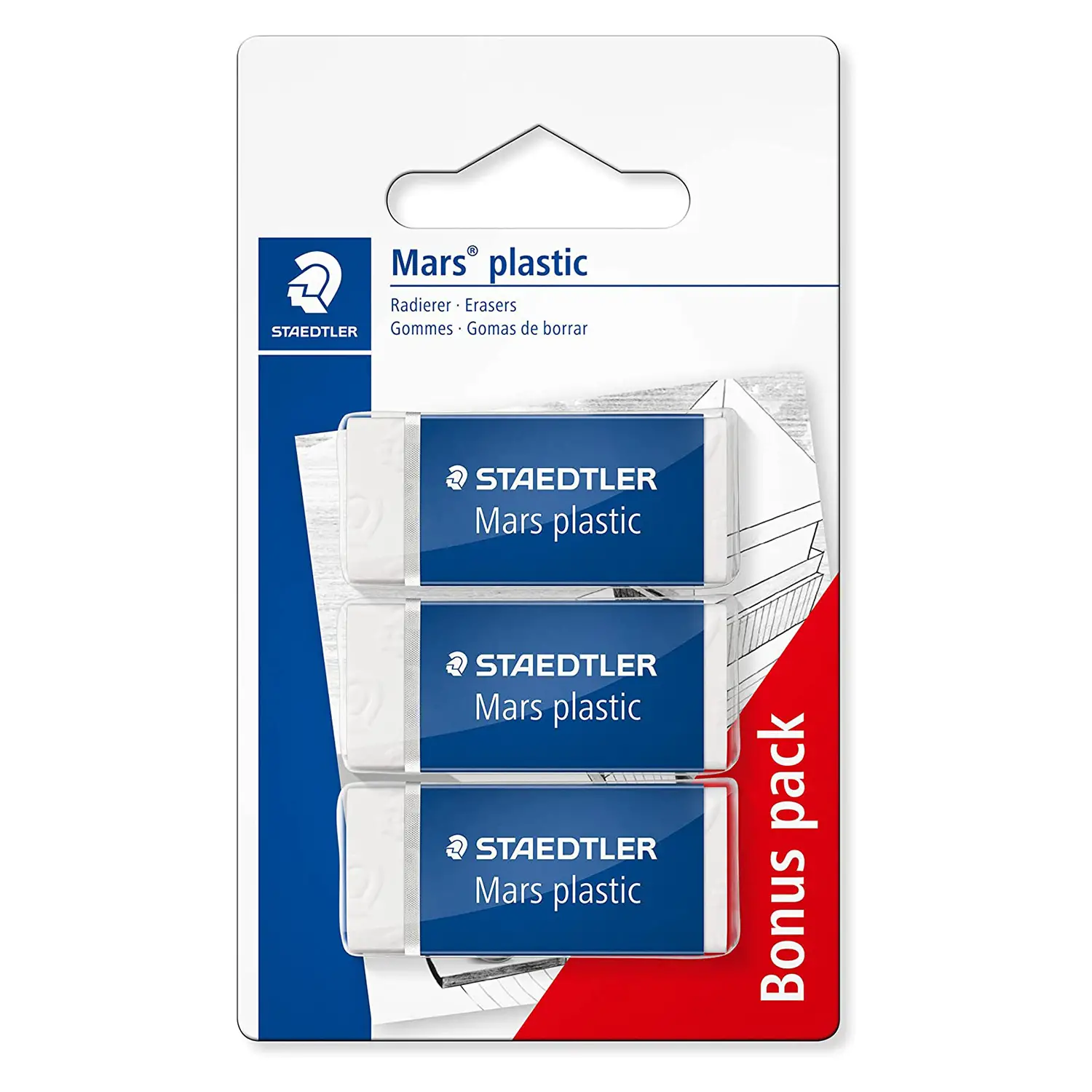 Gomme STAEDTLER Mars Plastic – Blister 3 Pezzi - Matite Temperini Gomme