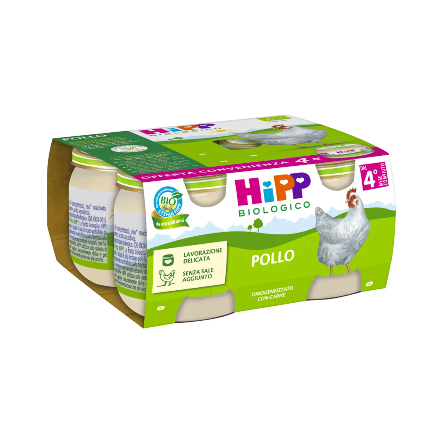 Hipp Omogeneizzato Carne Bio gr.80x4 Pollo - omogeneizzati