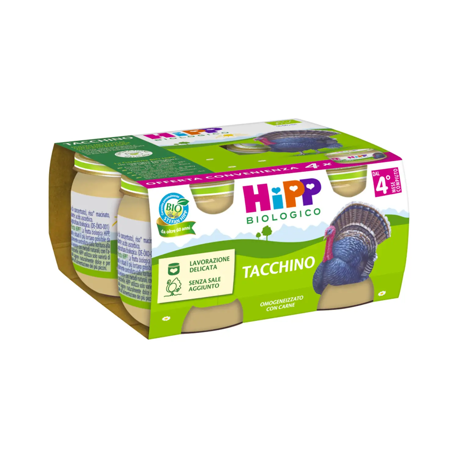 Hipp Omogeneizzato Carne Bio gr.80x4 Tacchino - omogeneizzati