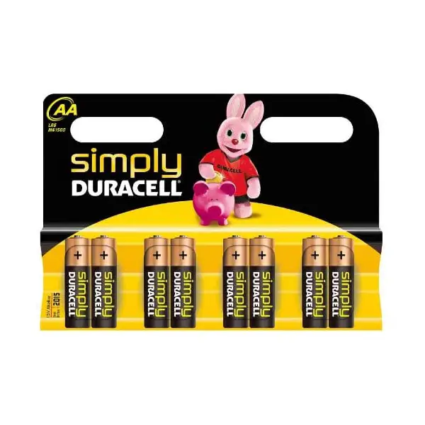 Pile Simply Duracell 8 Pezzi Stilo (AA) – Batterie Economiche e Affidabili - Accessori ufficio