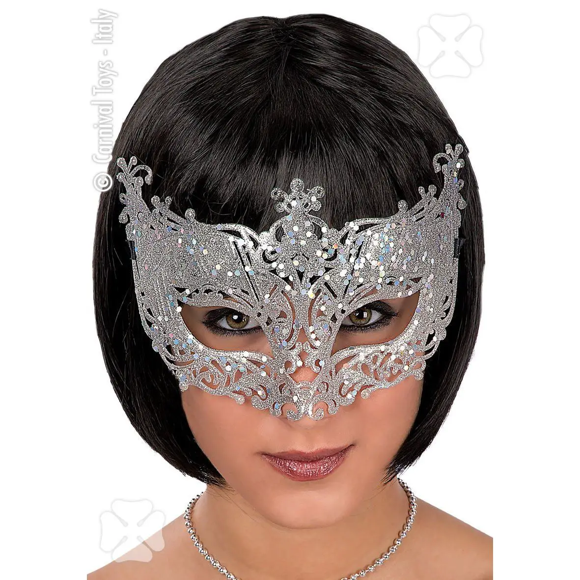 Maschera con Glitter Argento in Pvc - accessori