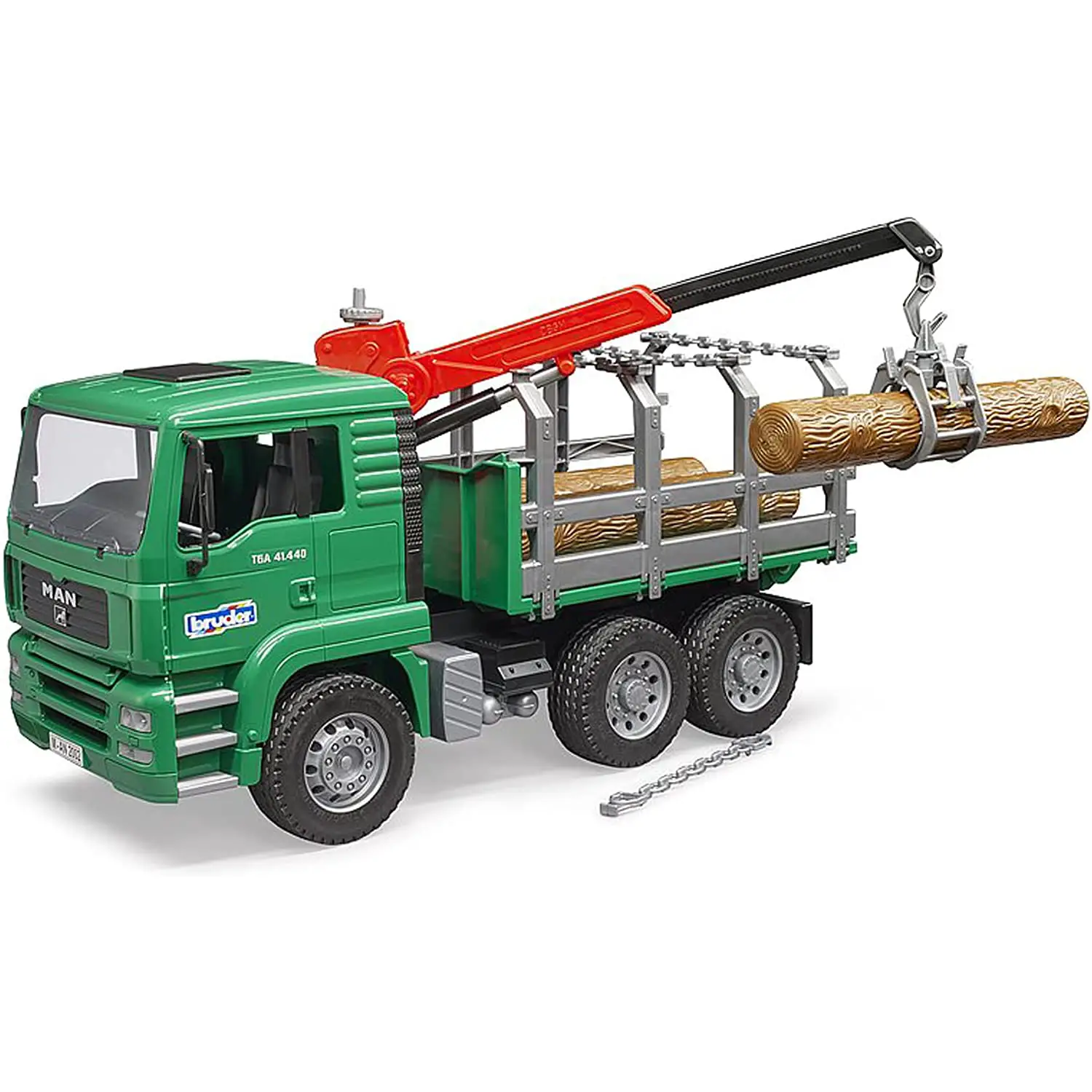 Bruder MAN Camion Trasporto 3 Tronchi con Gru Giocattolo - modellini