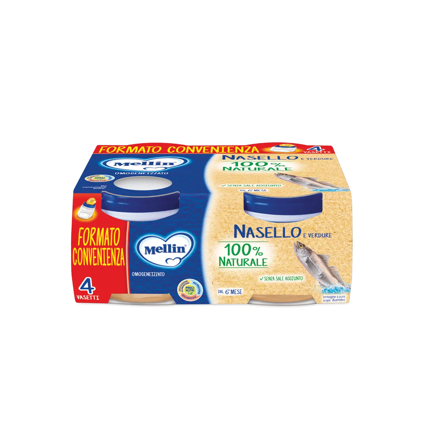 Omogeneizzato Pesce Mellin gr. 80x4 Nasello - omogeneizzati