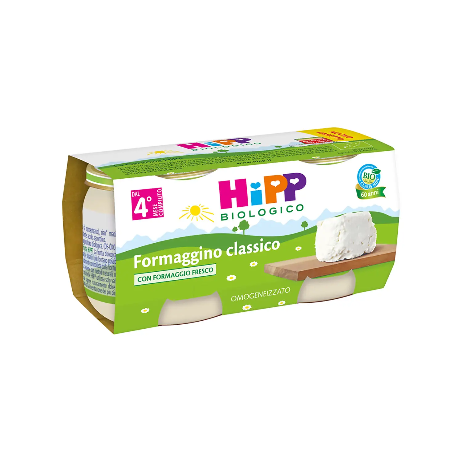 Hipp Omogeneizzato Bio gr.80x2 Formaggino Classico con Formaggio Fresco - omogeneizzati