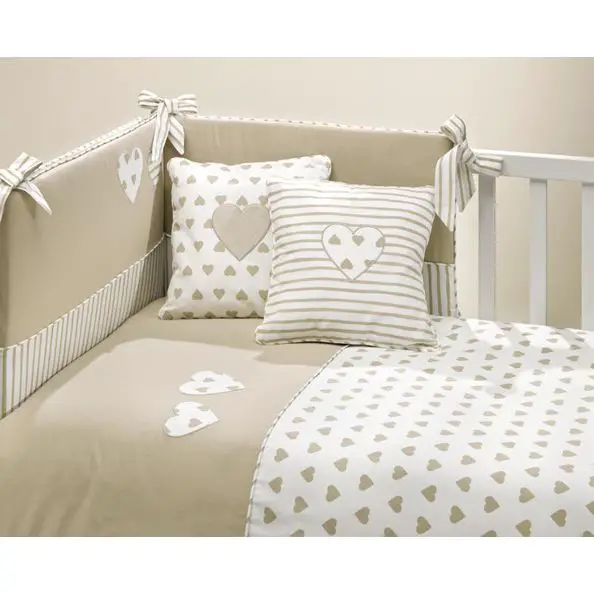 COMPLETO PIUMONE CUORE CON PARACOLPI BEIGE - lenzuolini