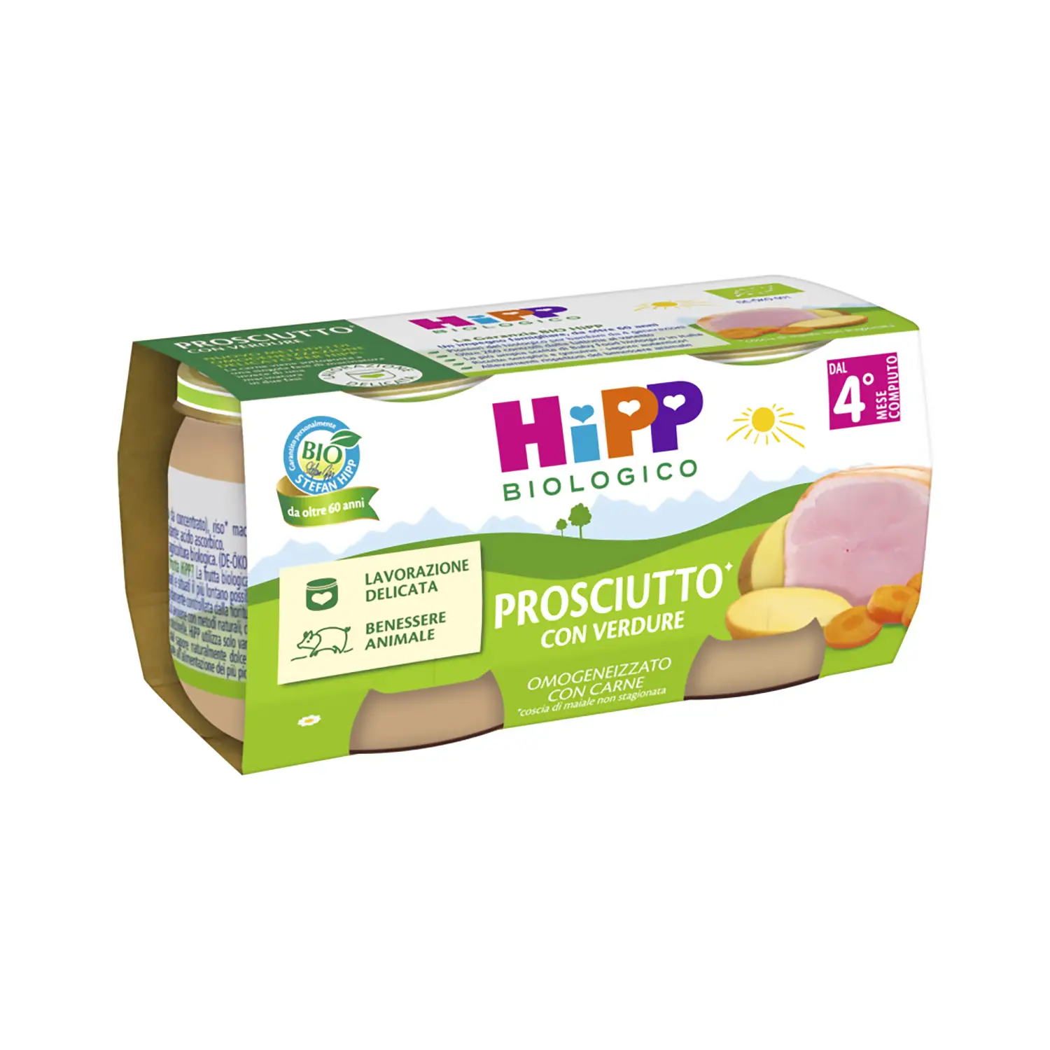 Omogeneizzato Carne Bio Hipp gr. 80x2 Prosciutto Cotto con Verdure - omogeneizzati