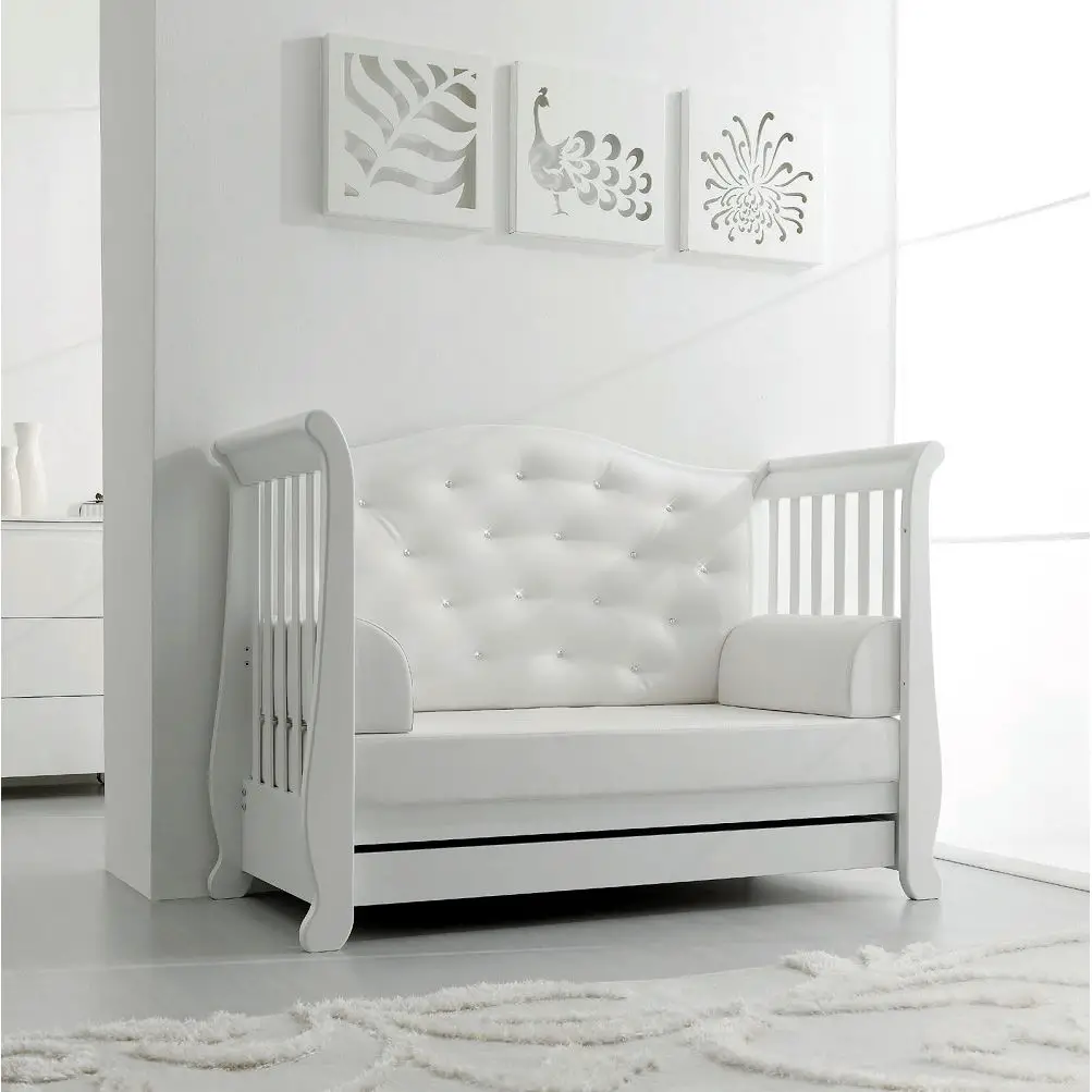 LETTO DIVANO SOFT BIANCO OPACO CON SWAROSKI ERBESI - collezioni