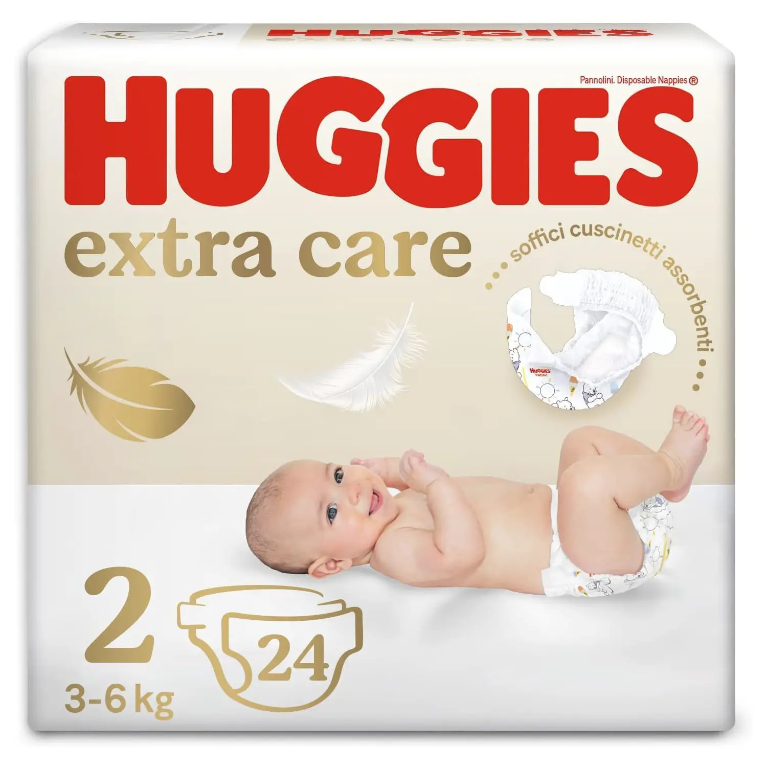 Pannolini Huggies Extra Care - Taglia 2 - 3-6 Kg - 24 Pezzi - pannolini e salviettine