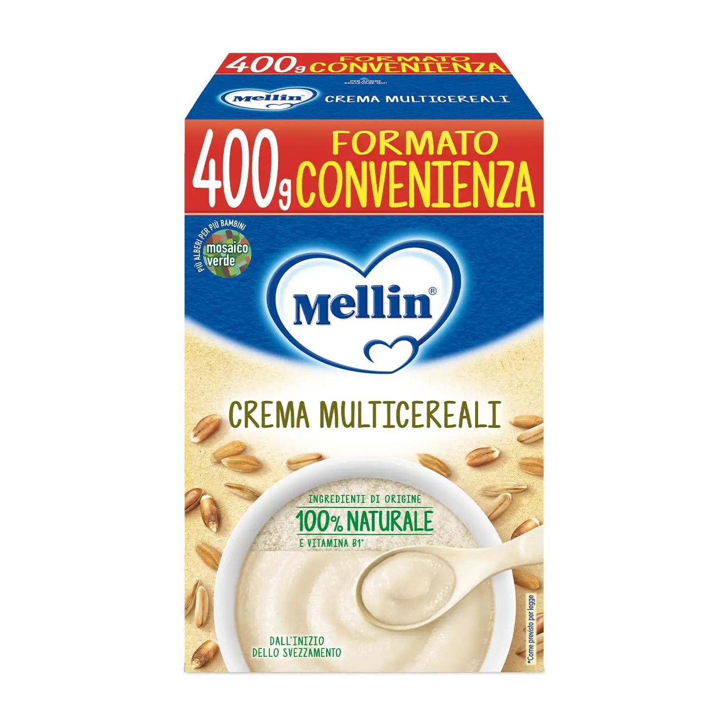 Crema Multicereali Mellin 400g – Cereali per Svezzamento con Vitamina B1 - farine e creme
