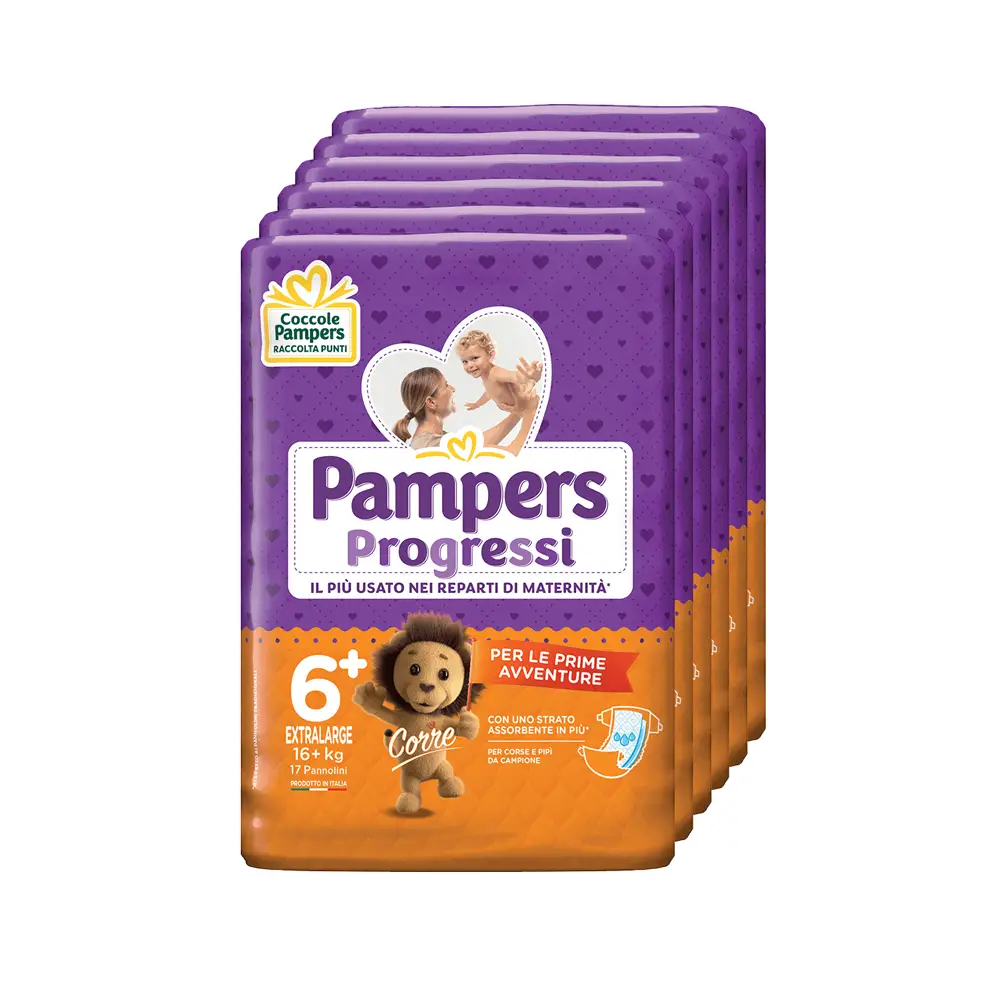 Pannolini Pampers Progressi - Taglia 6 - 16+ Kg - 17 Pezzi - pannolini e salviettine