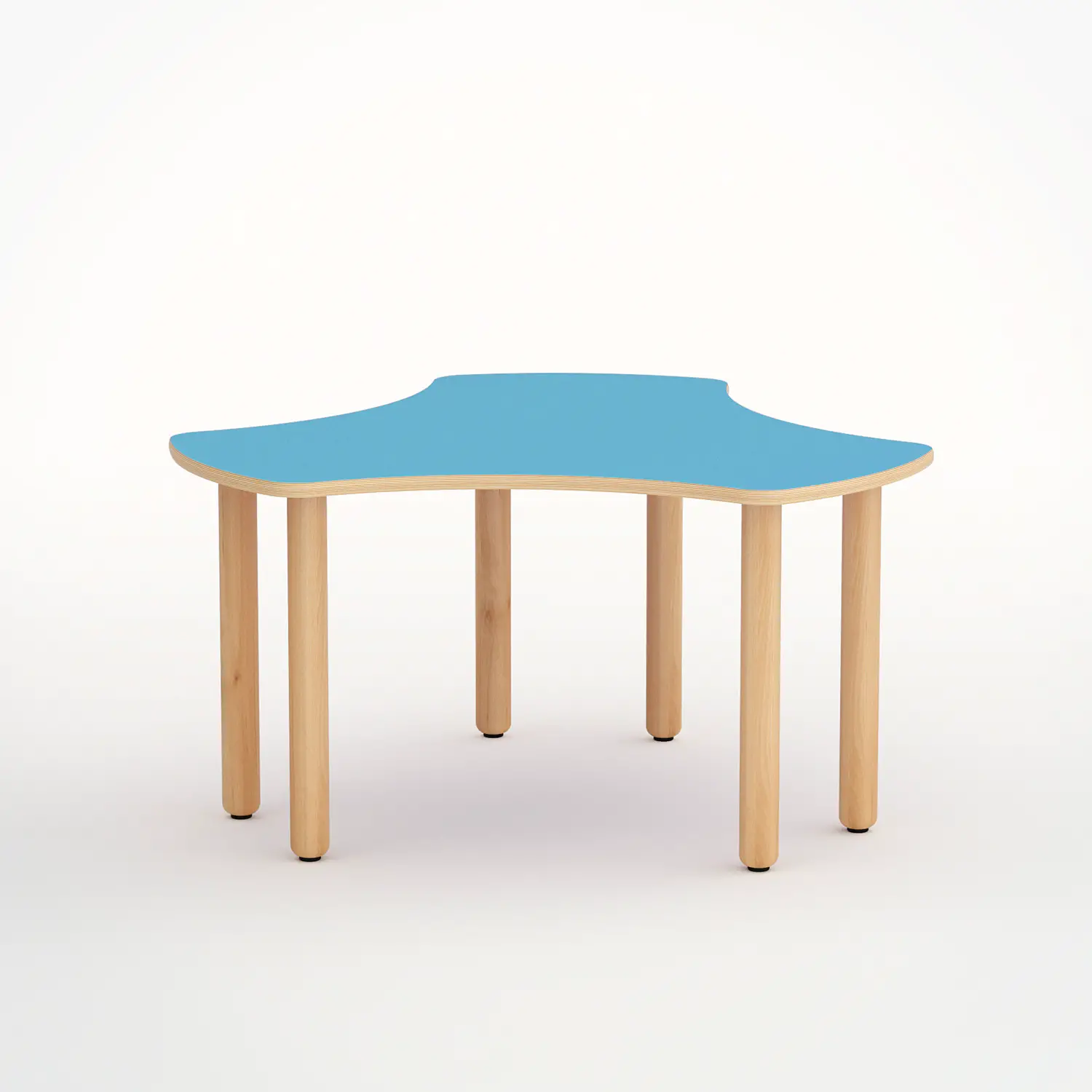 Tavolo Onda Esatondo H 52 Cm - Misura 2 - Blu Orizzonte Per Scuola Infanzia - Conforme CAM - Cattedre e tavoli lavoro