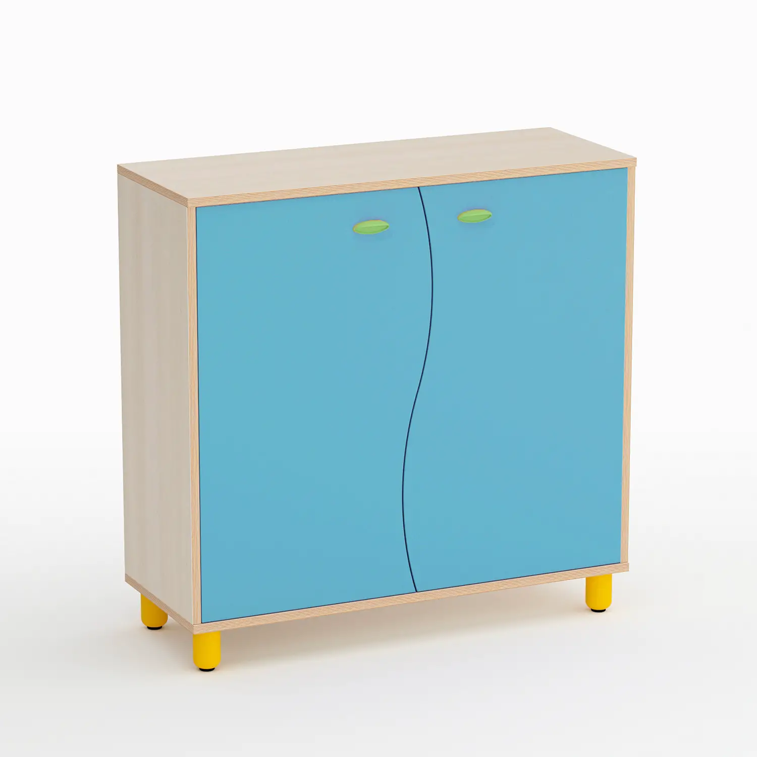 Mobile Scuola Infanzia Onda a 2 Ante Altezza 105 cm. Blu Orizzonte - Conforme CAM - Arredo Nido e Infanzia