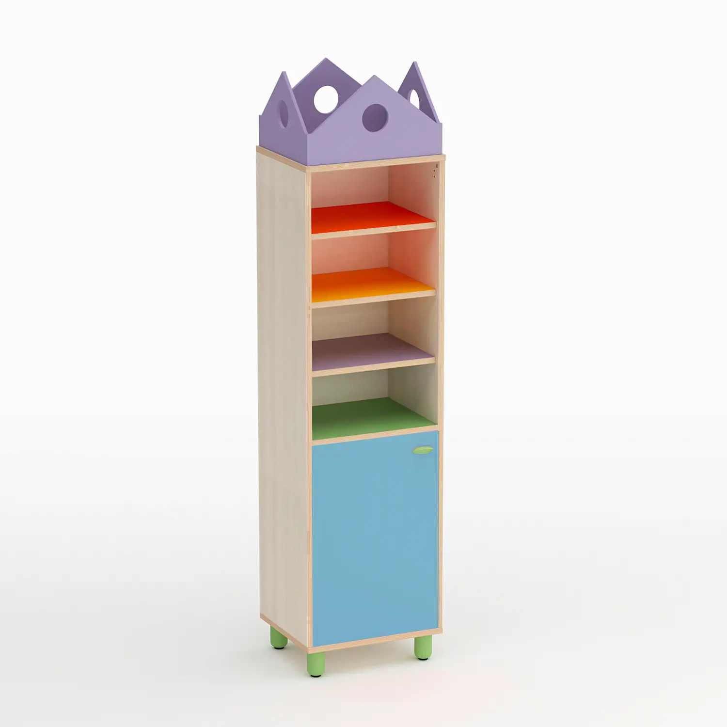Mobile Scuola Infanzia Onda Colonna Anta Bassa Sinistra Blu Orizzonte - Conforme CAM - Arredo Nido e Infanzia