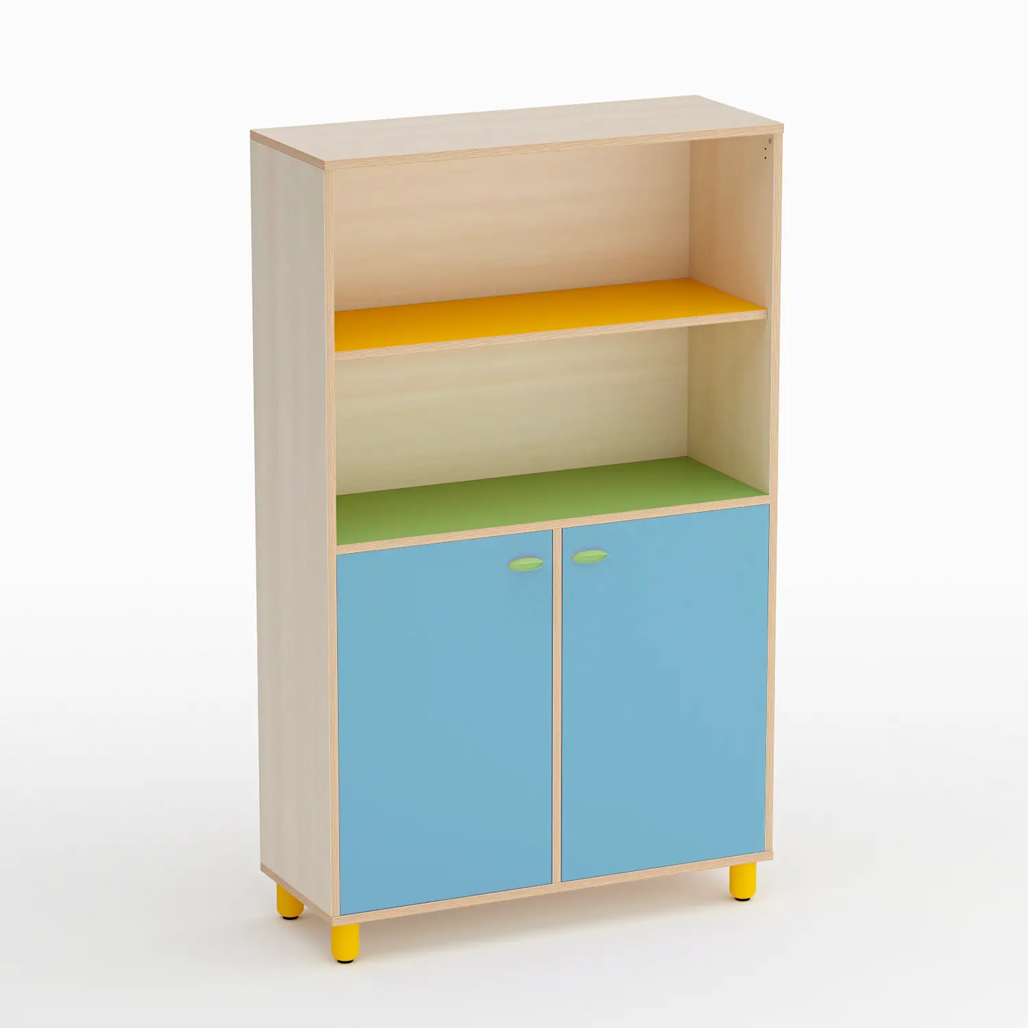 Mobile Scuola Infanzia Onda con 2 Ante Basse Blu Orizzonte - Conforme CAM - Arredo Nido e Infanzia