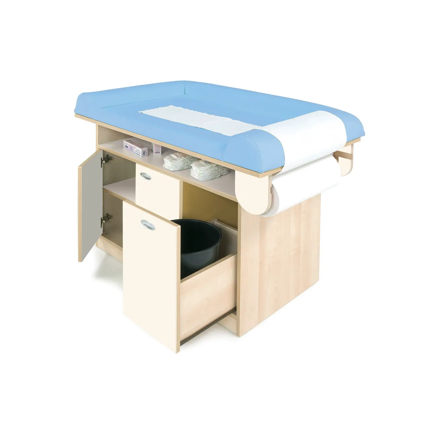 Fasciatoio Forma a 2 Ante con Cestello per Asilo Nido - Conforme CAM - Zona cambio e bagno