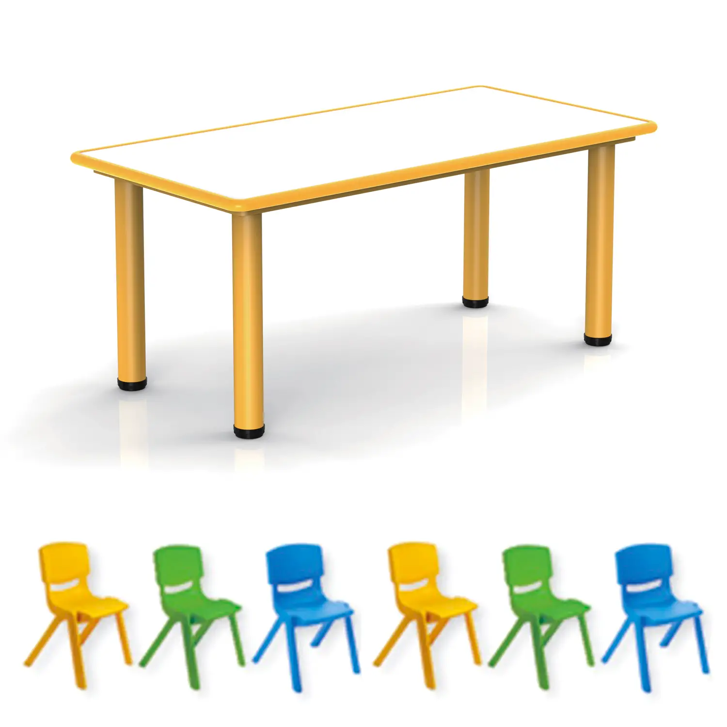Tavolo e Sedie Bambini Scuola Infanzia e Primaria, Child Kit Giallo - Conforme CAM - Arredo Nido e Infanzia