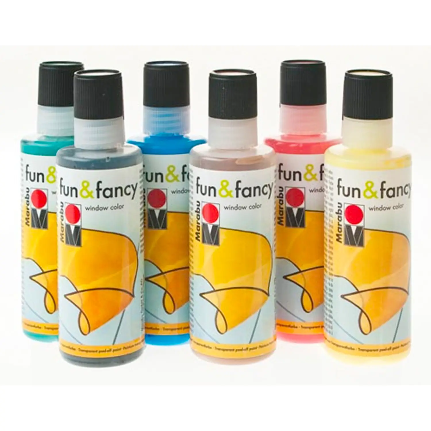 SET COLORI FUN & FANCY MARABU - 6X 80ML + CONTORNO NERO - Colori per vetro e ceramica