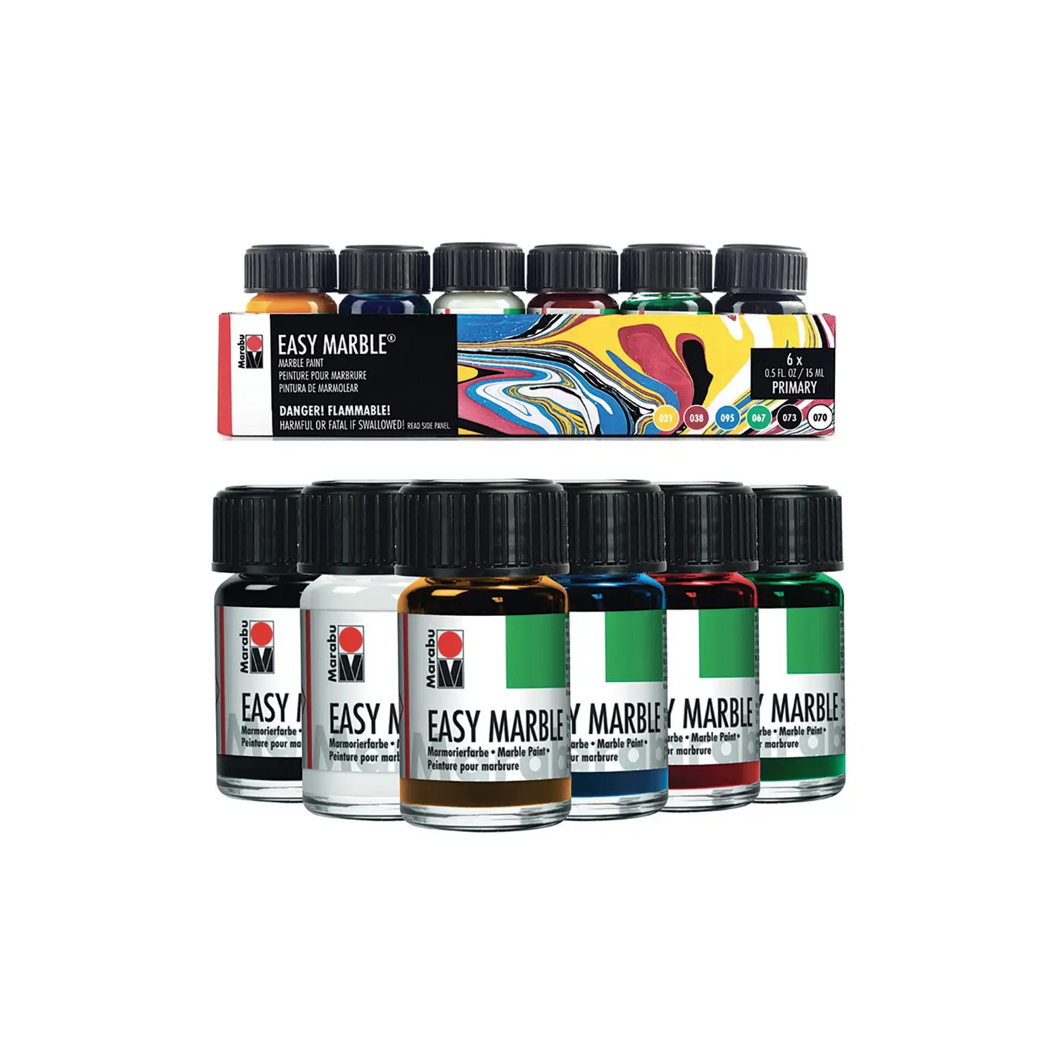 Marabu Colori per Marmorizzazione Easy Marble 15 ml. - Set 6 Colori - Colori per tessuto