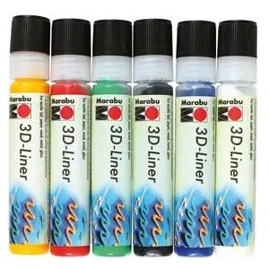 3D Liner Marabu Set 6 Colori a base d’acqua con super effetto a rilievo - Tempere