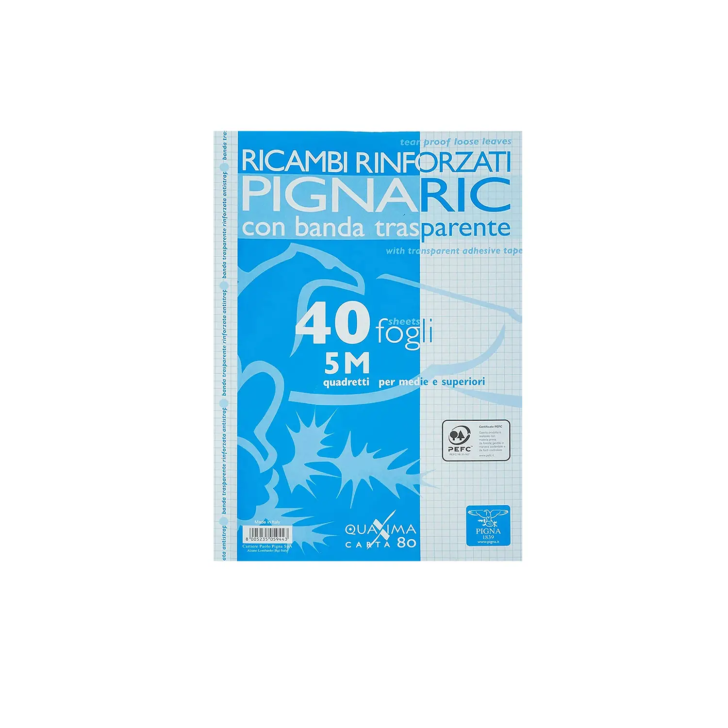 Ricambi Forati Rinforzati Pigna Quadretti 5 mm. - Cancelleria varia