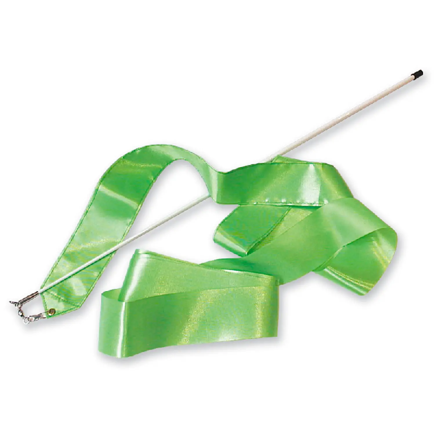 Nastro per Ritmica in Raso con Bacchetta in Plastica, 4 metri, Verde - Ritmica