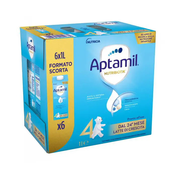 Latte Aptamil 4 Crescita Liquido 6 x 1L – Latte di Crescita 2+ Anni - latti artificiali