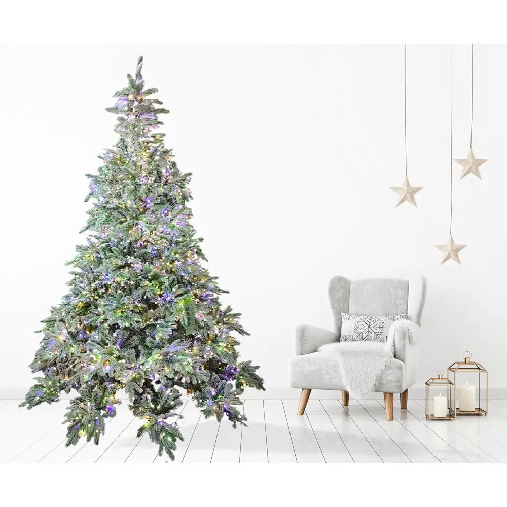 Albero di Natale Andorra Frosted Prelit – 250 cm Poly con 2400 LED Multicolore - alberi