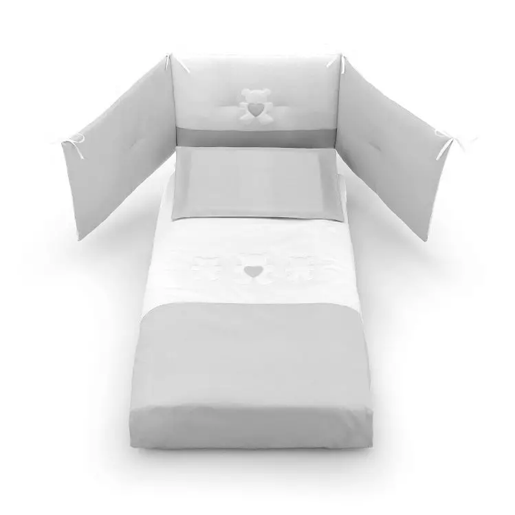 Erbesi Completo Piumone e Paracolpi Bianco Grigio – Collezione Molly - lenzuolini