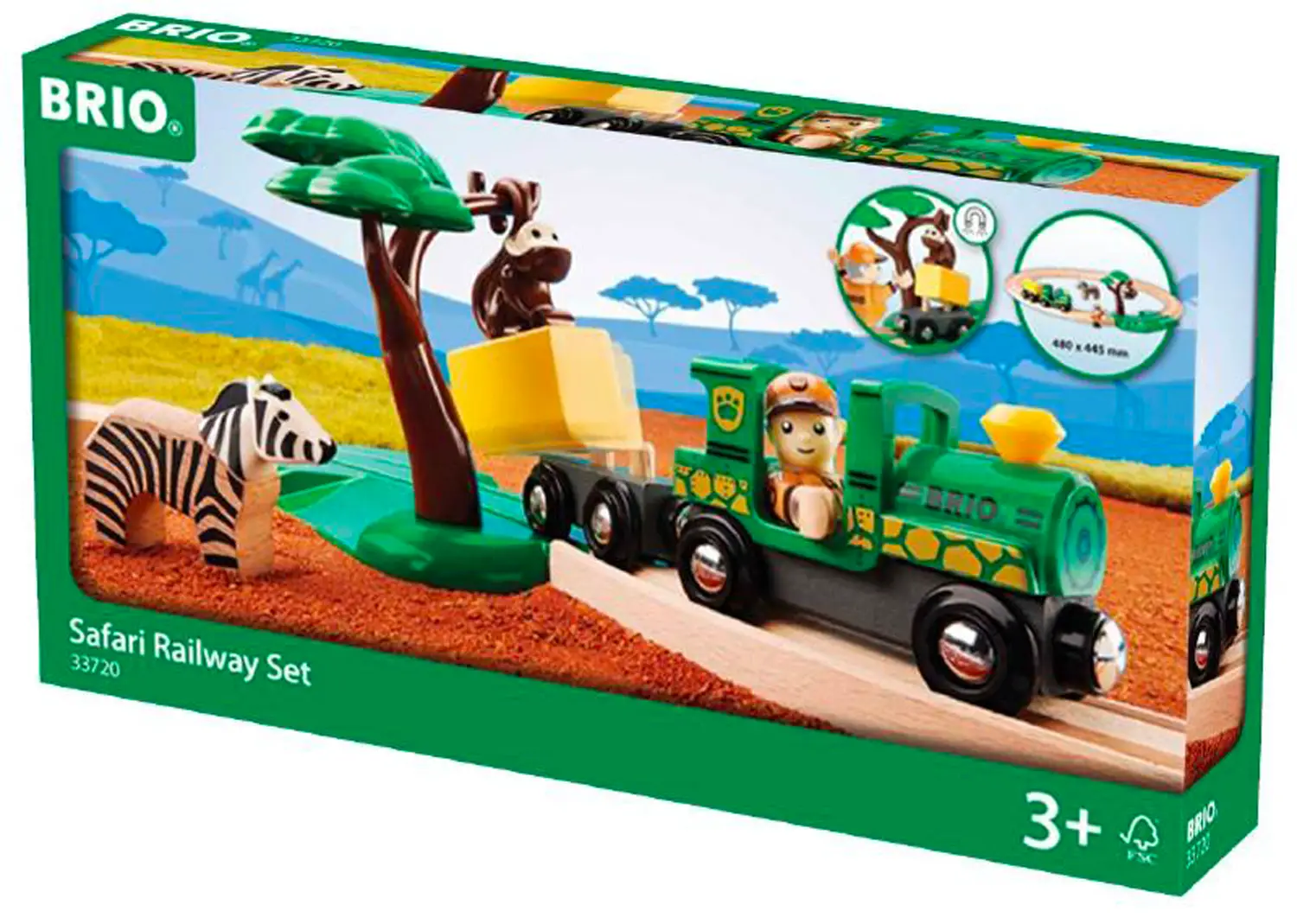 Brio Starter Set Ferrovia Safari – Set Ferroviario in Legno 17 Pezzi - Costruzioni in legno