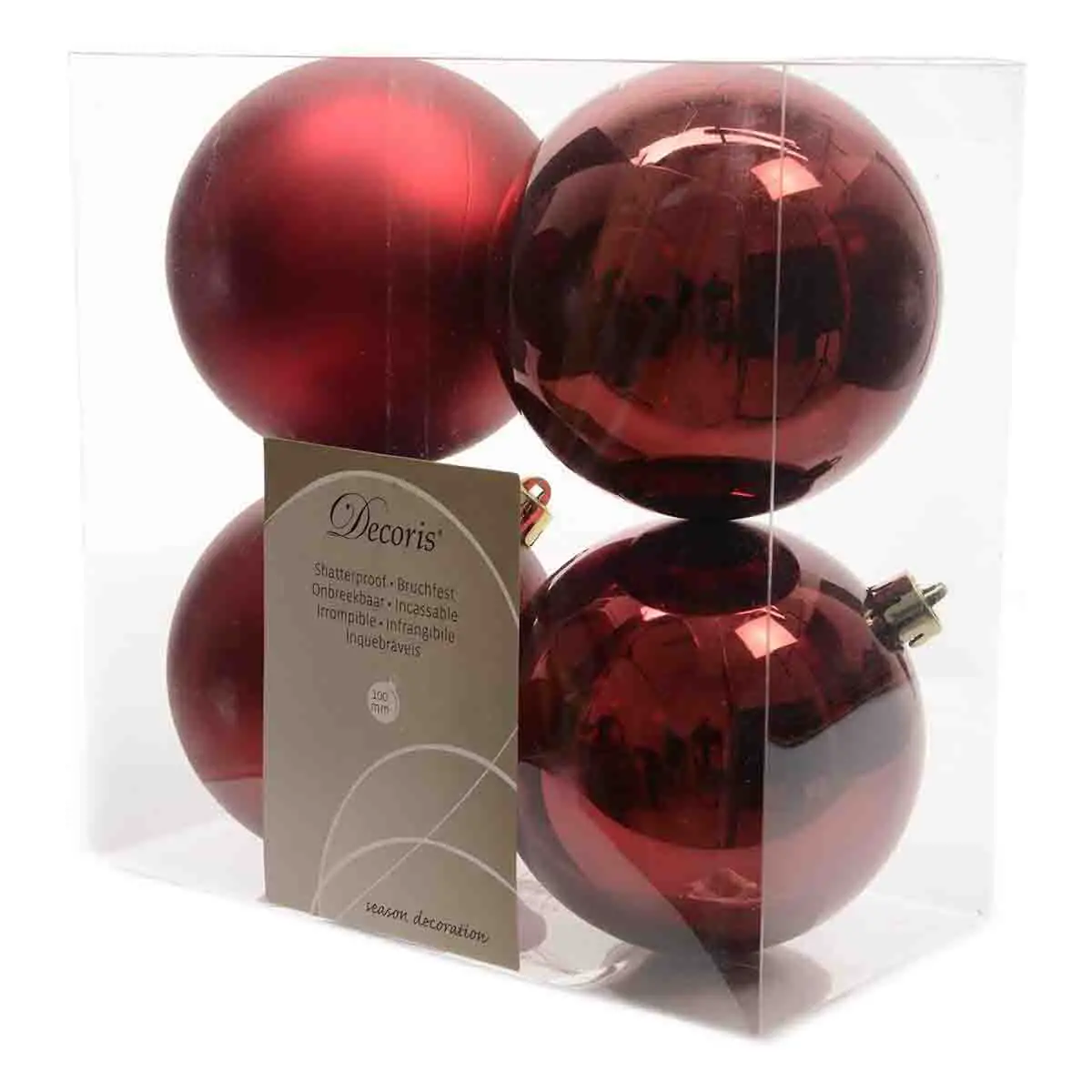 Box 4 Sfere Diametro 10 cm. Bordeaux Oxblood - addobbi albero