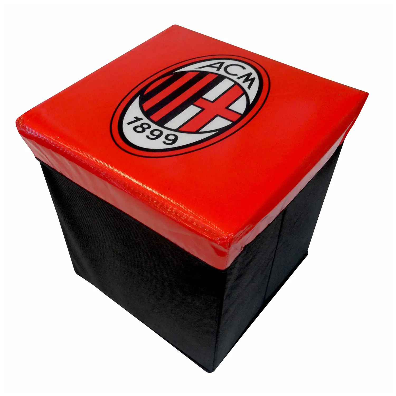 Pouf Contenitore Milan – Accessorio Funzionale e di Design per Tifosi Rossoneri - biancheria casa