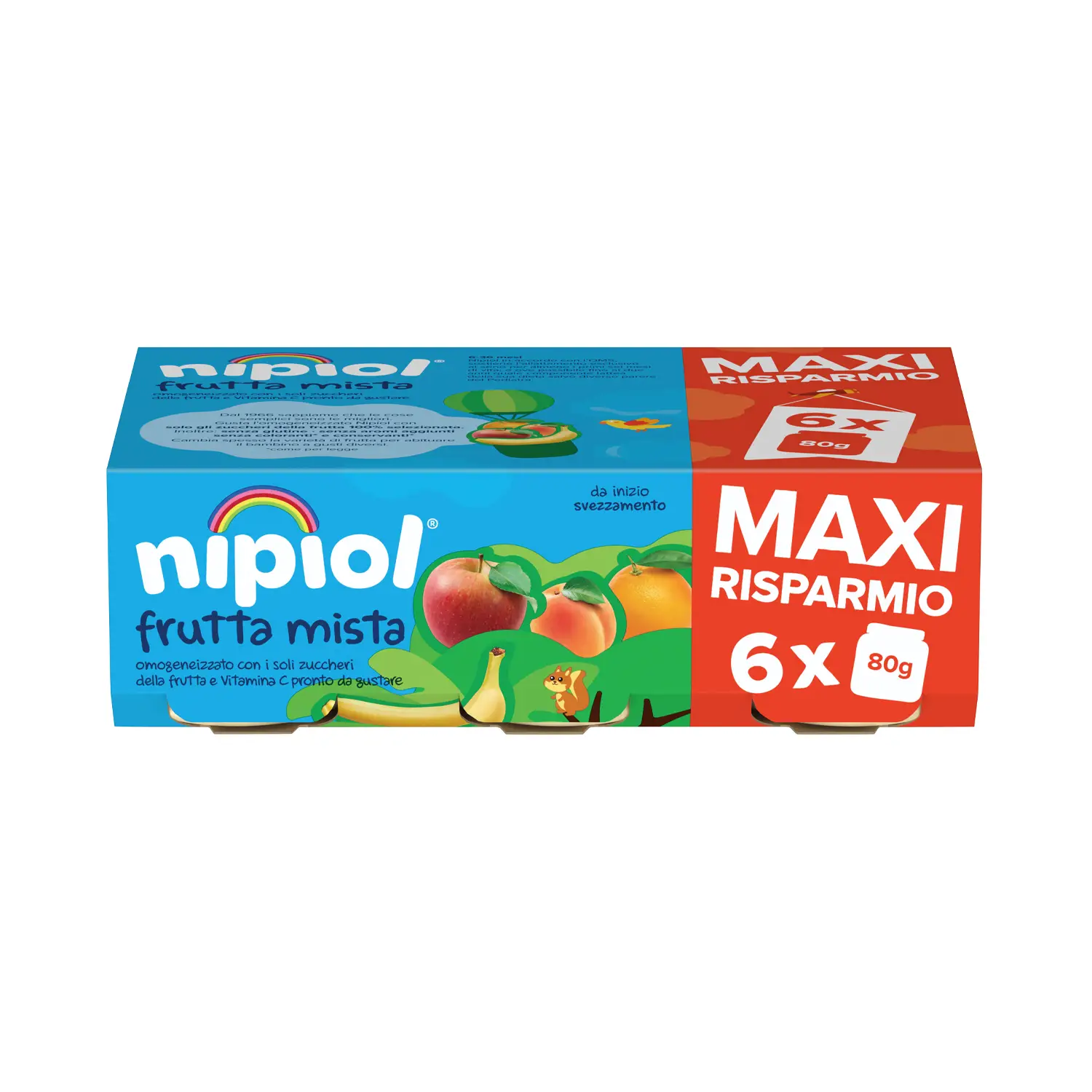 Omogeneizzato Frutta Mista Nipiol – 6 x 80 g - omogeneizzati