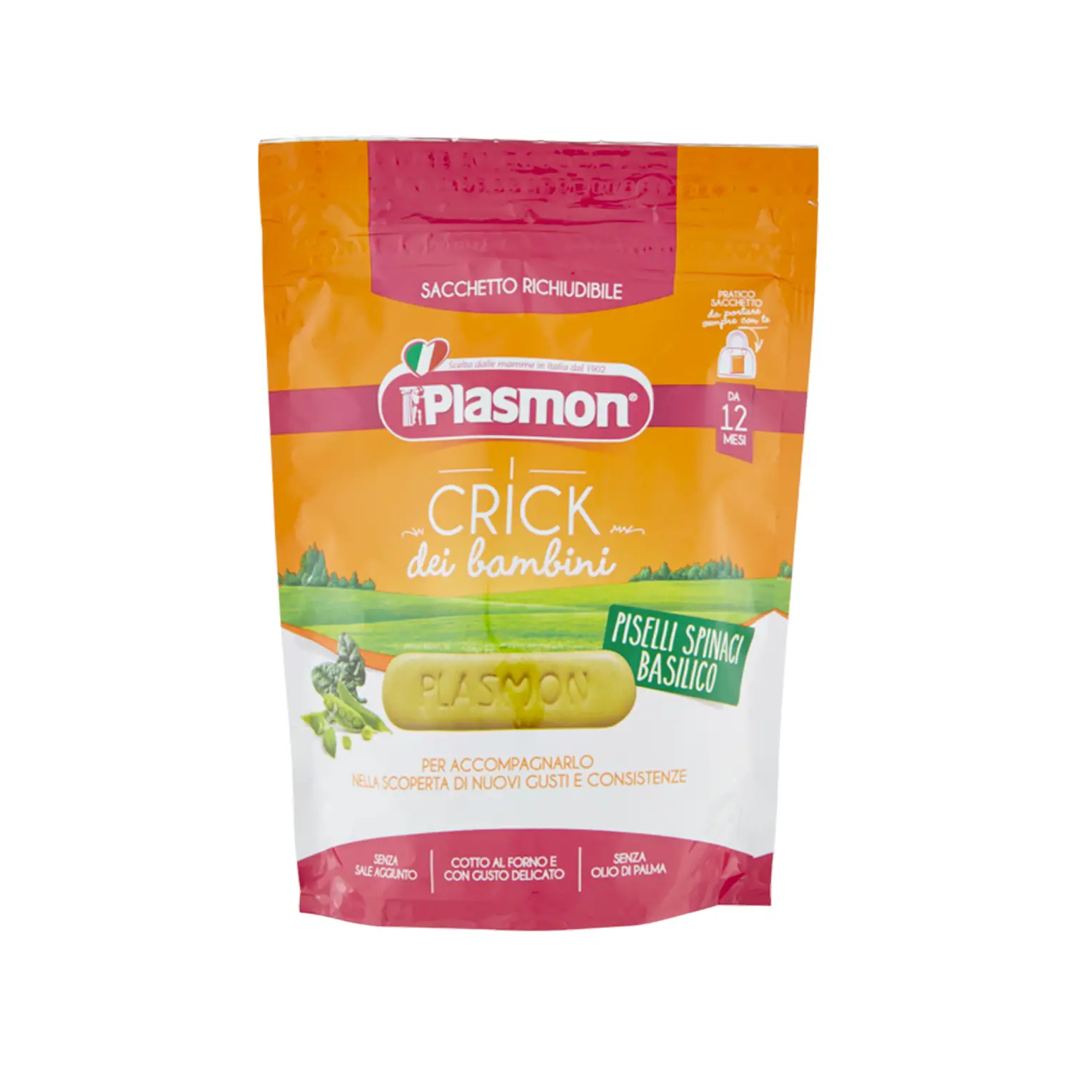 Plasmon Snack Crick Spinaci, Piselli e Basilico – Senza Sale Aggiunto - merende