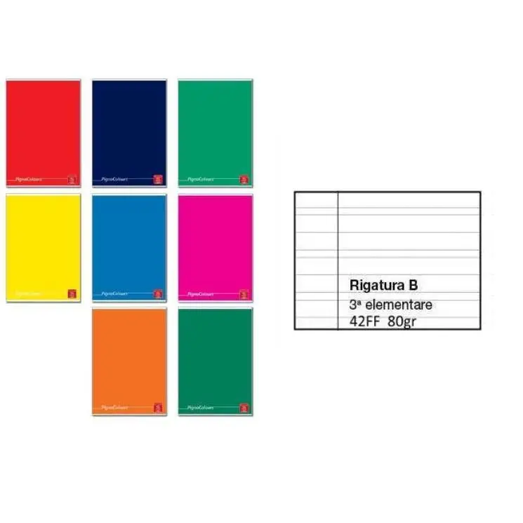 Quaderno Maxi Pigna Colours – 80 g, 42 Pagine, Rigatura B (Classe 3ª Primaria) - Cancelleria varia