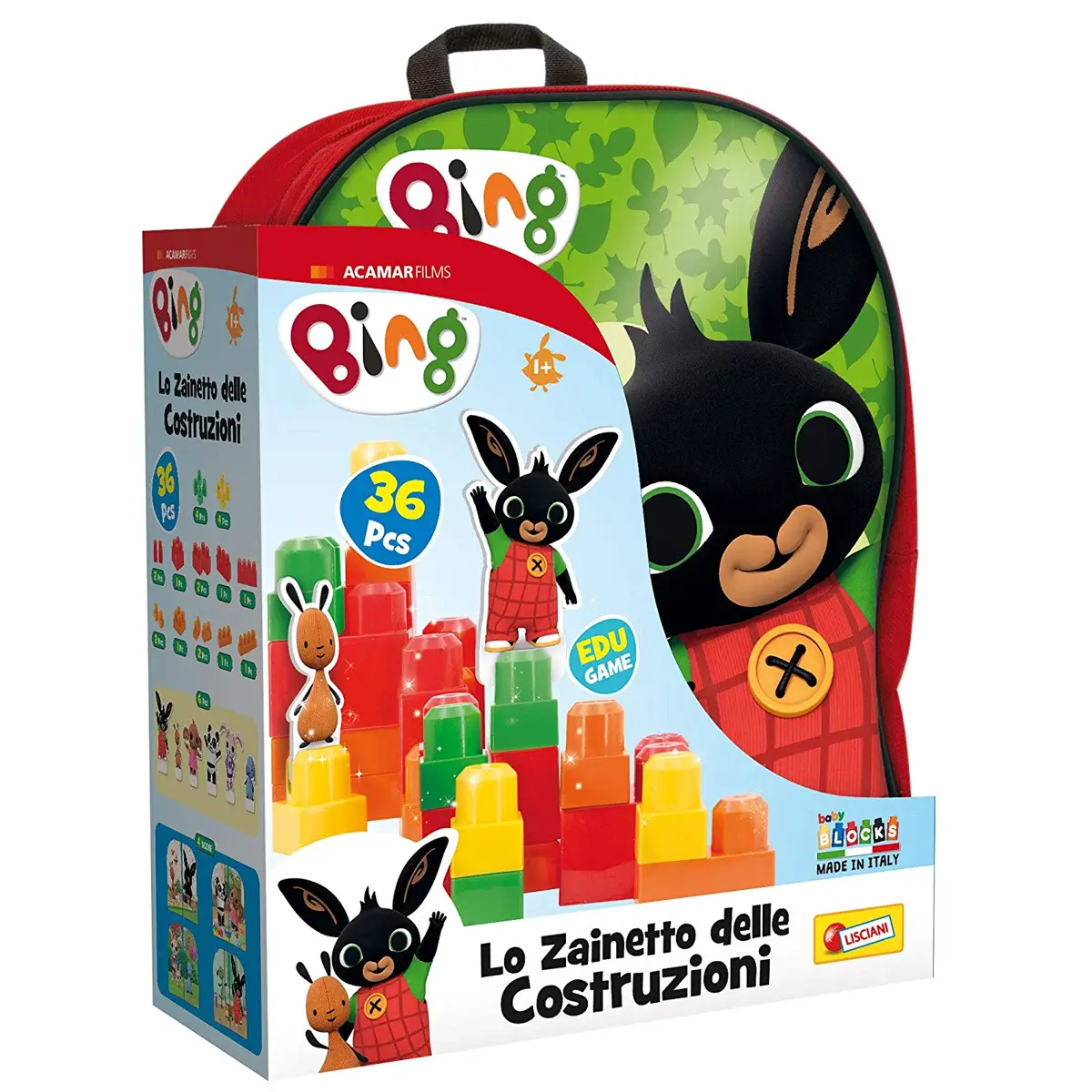 Bing Zainetto Baby Blocks Rosso - leggere scrivere contare racco