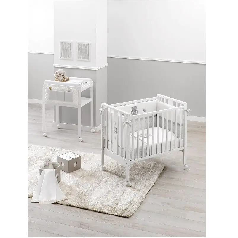 CHARLY MINI LETTINO BIANCO ERBESI CON RIVESTIMENTO E APPLICAZIONE GRIGIO - collezioni