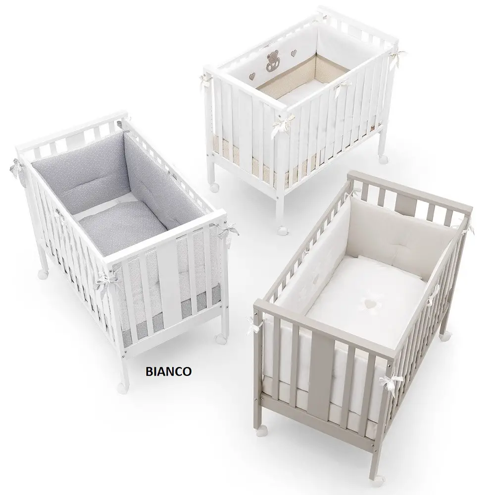 MINI LETTINO BIANCO CON RIVESTIIMENTO STELLINE GRIGIO - collezioni