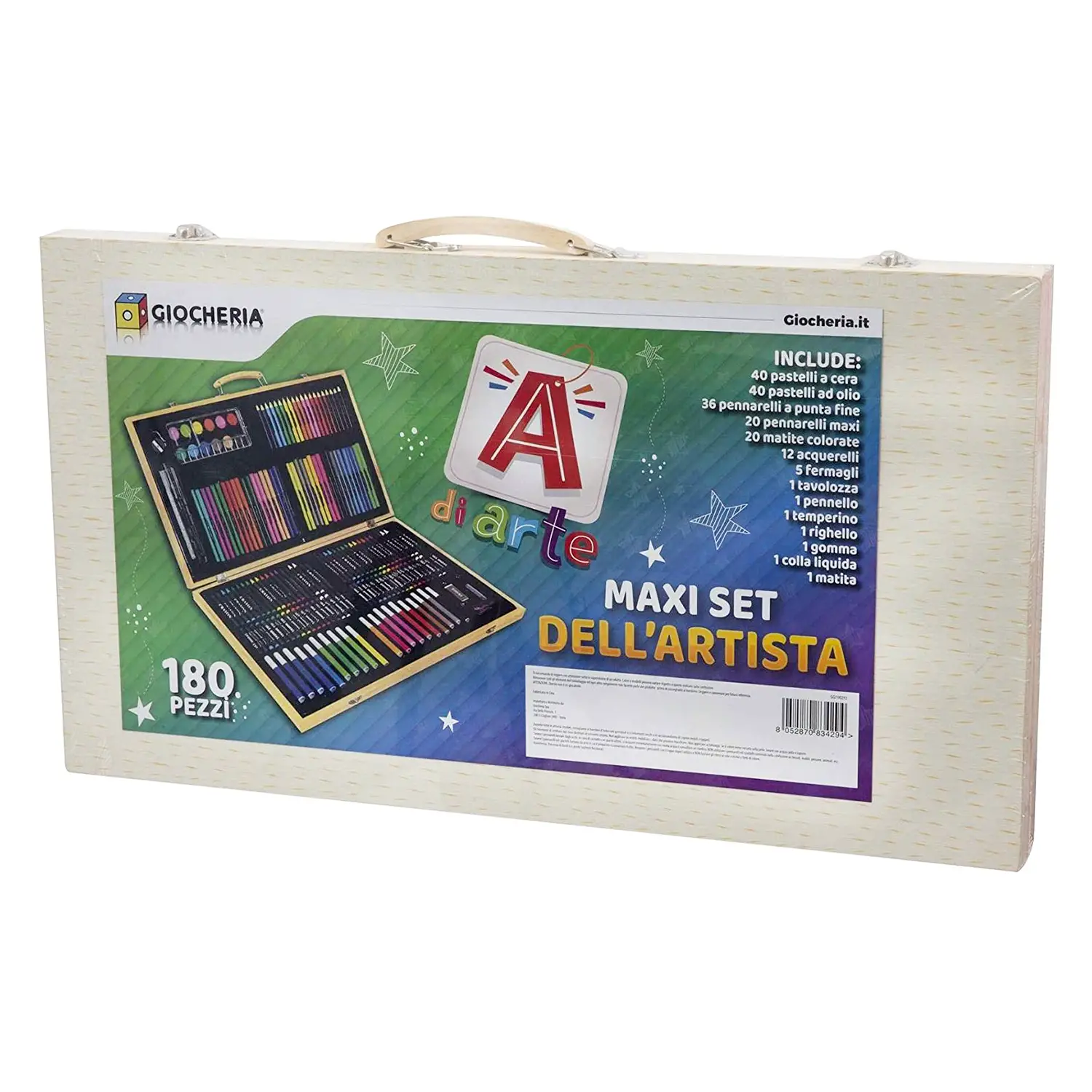 A di Arte Maxi Set Dell'artista in Legno 180 pezzi - creatività