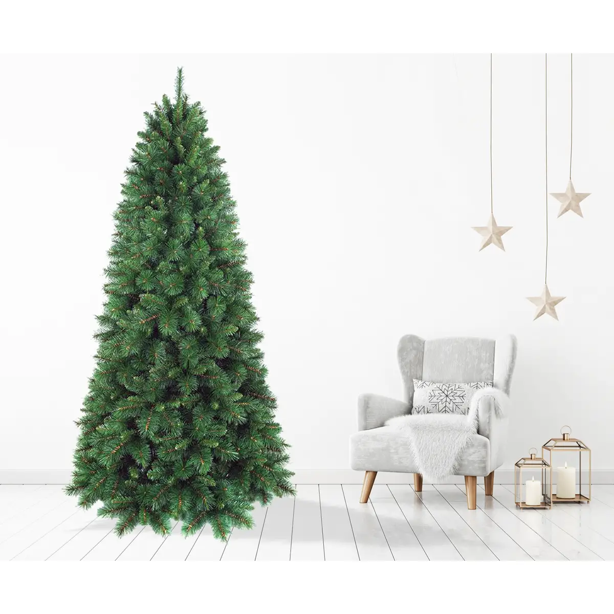 Albero di Natale Green Peak – 225 cm PVC per Interni Diametro alla Base 138 cm - alberi