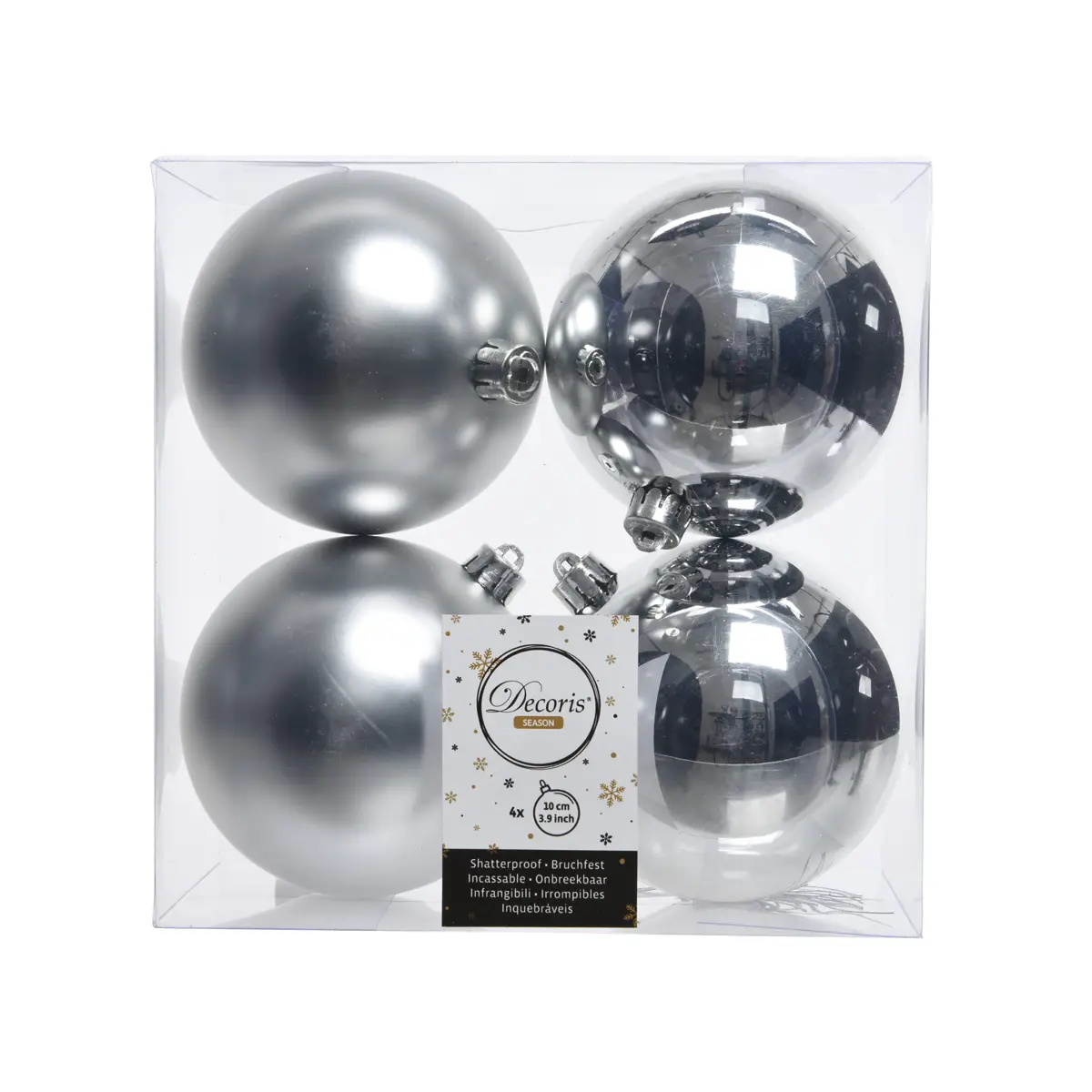 Box 4 Sfere di Natale - Diametro 10 cm - Silver - addobbi albero