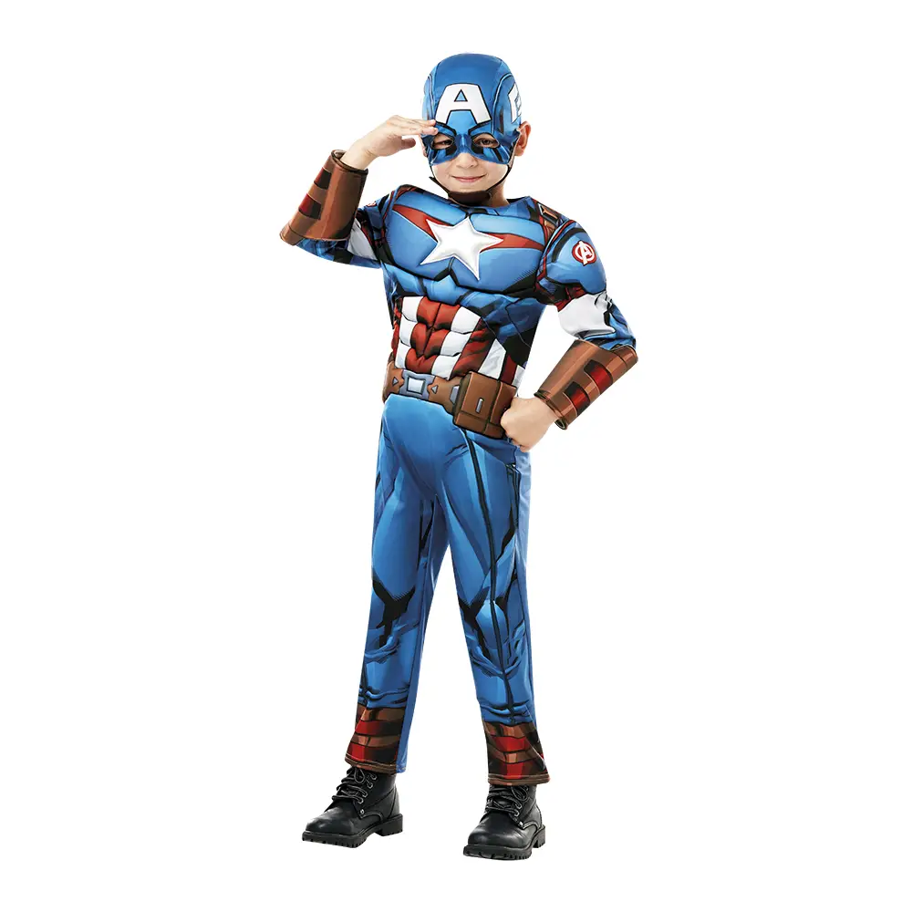 Costume Capitan America Deluxe per Bambini - Taglia L - 7/8 anni - abiti bambino e bambina