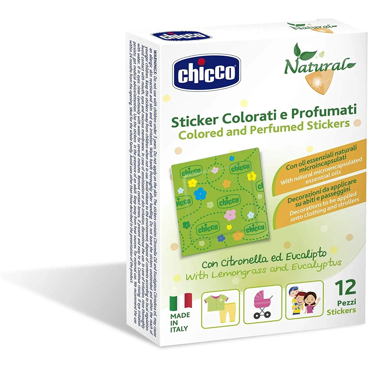 Chicco Natural Cerotti Sticker Profumati Alla Citronella E Eucalipto Con Oli Essenziali - anti zanzare