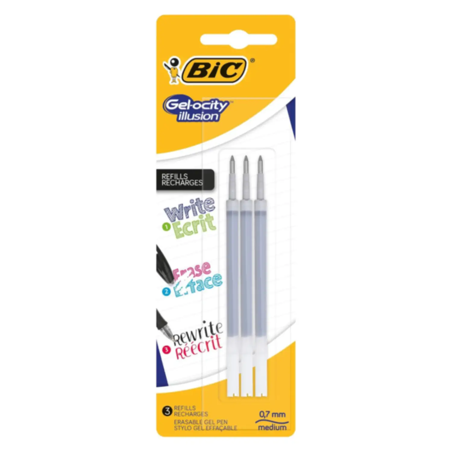 Refill BIC Gel-Ocity Illusion Nero – 3 Cartucce - penne pennarelli ufficio