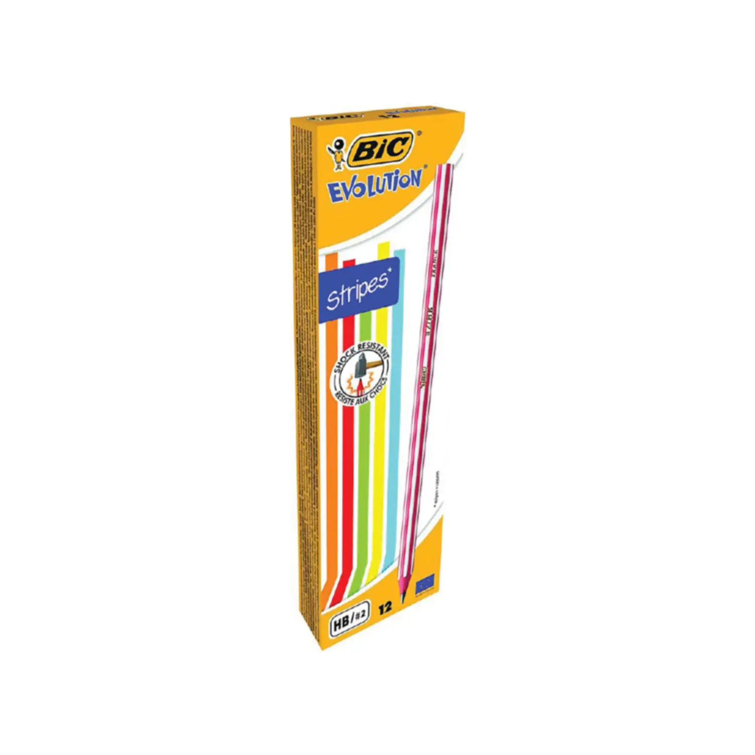 Matite BIC Evolution Stripes – Confezione da 12 Matite HB Rosse - Matite Temperini Gomme