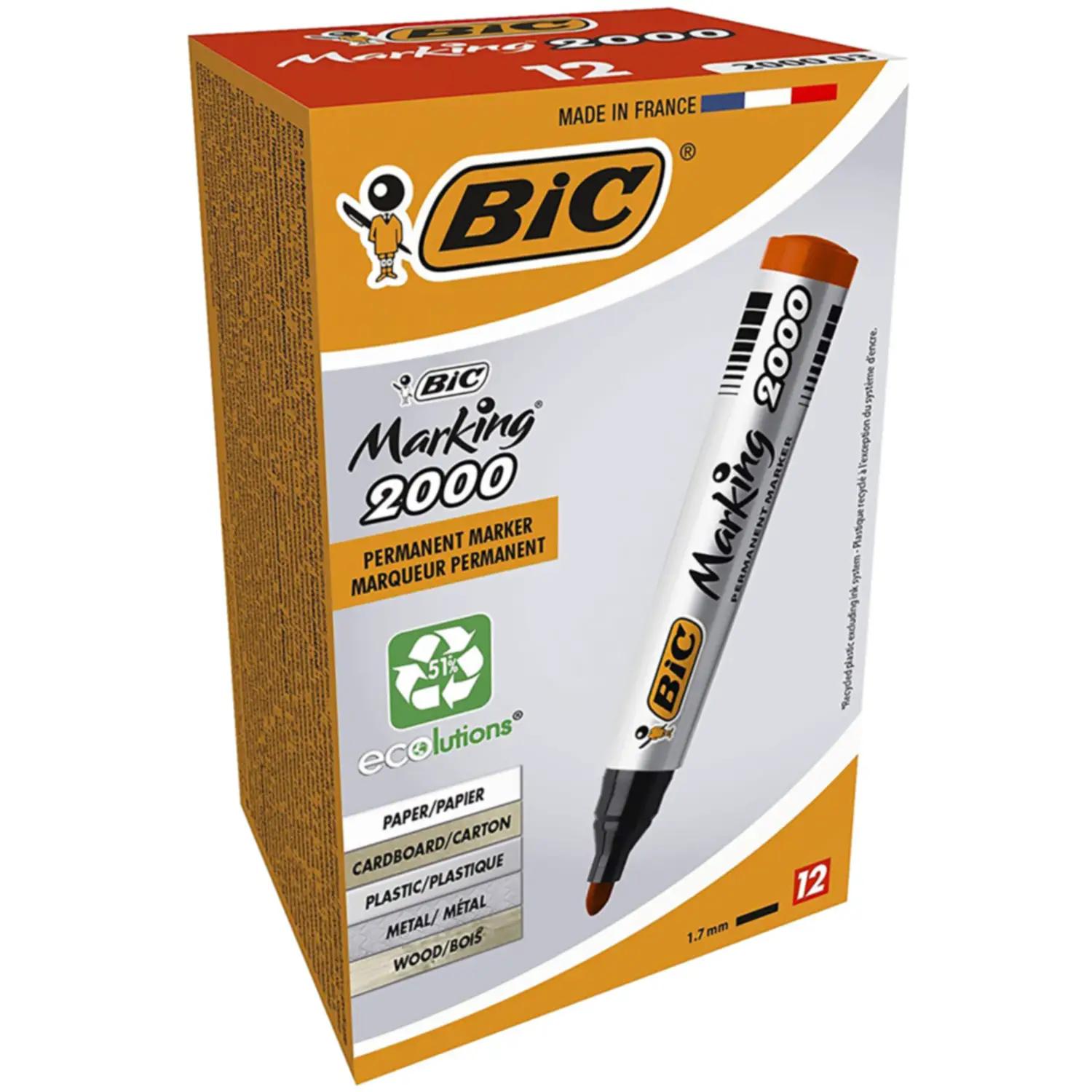 Marcatore BIC Marking 2000 – Punta Tonda Rosso ECOlutions - penne pennarelli ufficio