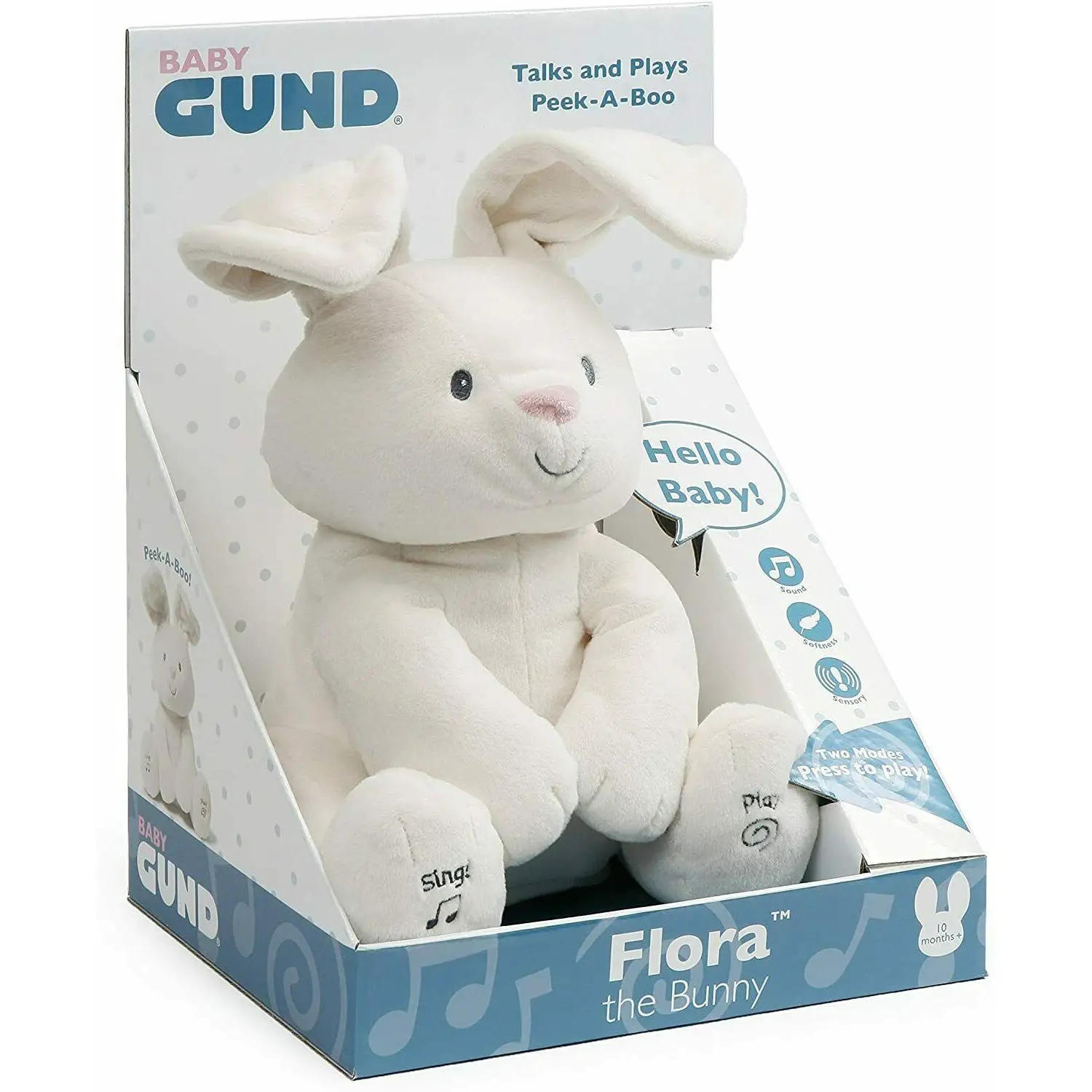 Gund Flora Coniglietto Interattivo Parlante – Peluche 30,5 cm Italiano - peluches 0/36 mesi