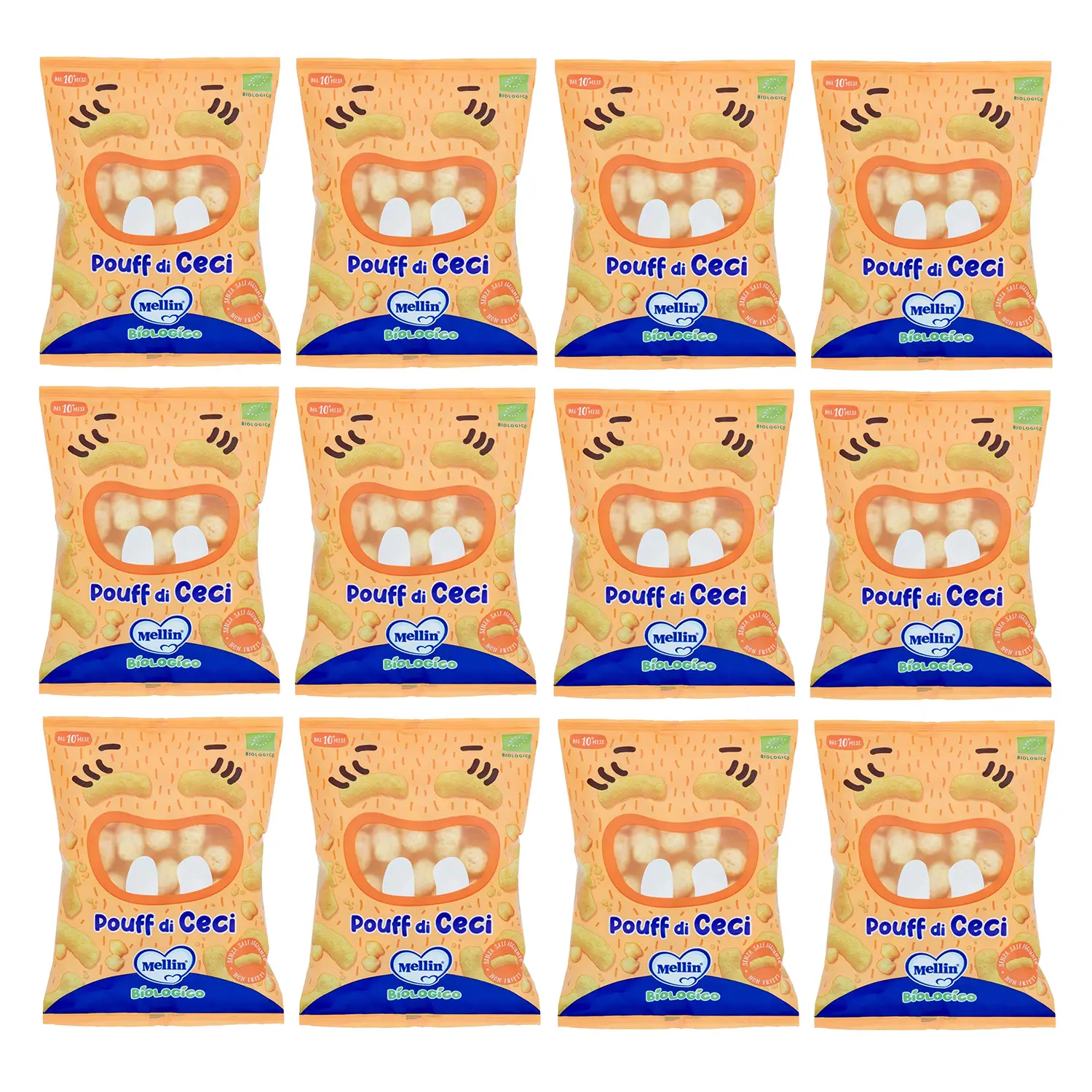 Mellin Snaks Pouff di Ceci 20g – Snack Croccante per Bambini - merende