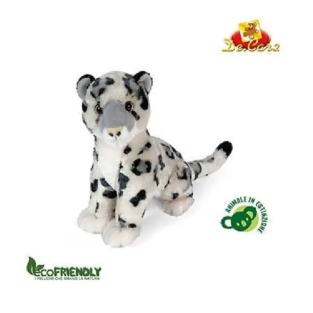 Peluche Leopardo delle Nevi Seduto 30 cm – Eco-Friendly - peluches 0/36 mesi